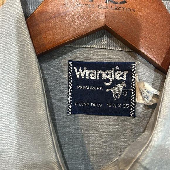 Vintage 90’s Wrangler Brushpopper Western Button Down Gray Shirt 15 1/2 x 35 - Picture 2 of 13